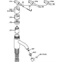 Reservedele til HV1 og HV3 - VR273 - Standard vippegreb i krom 